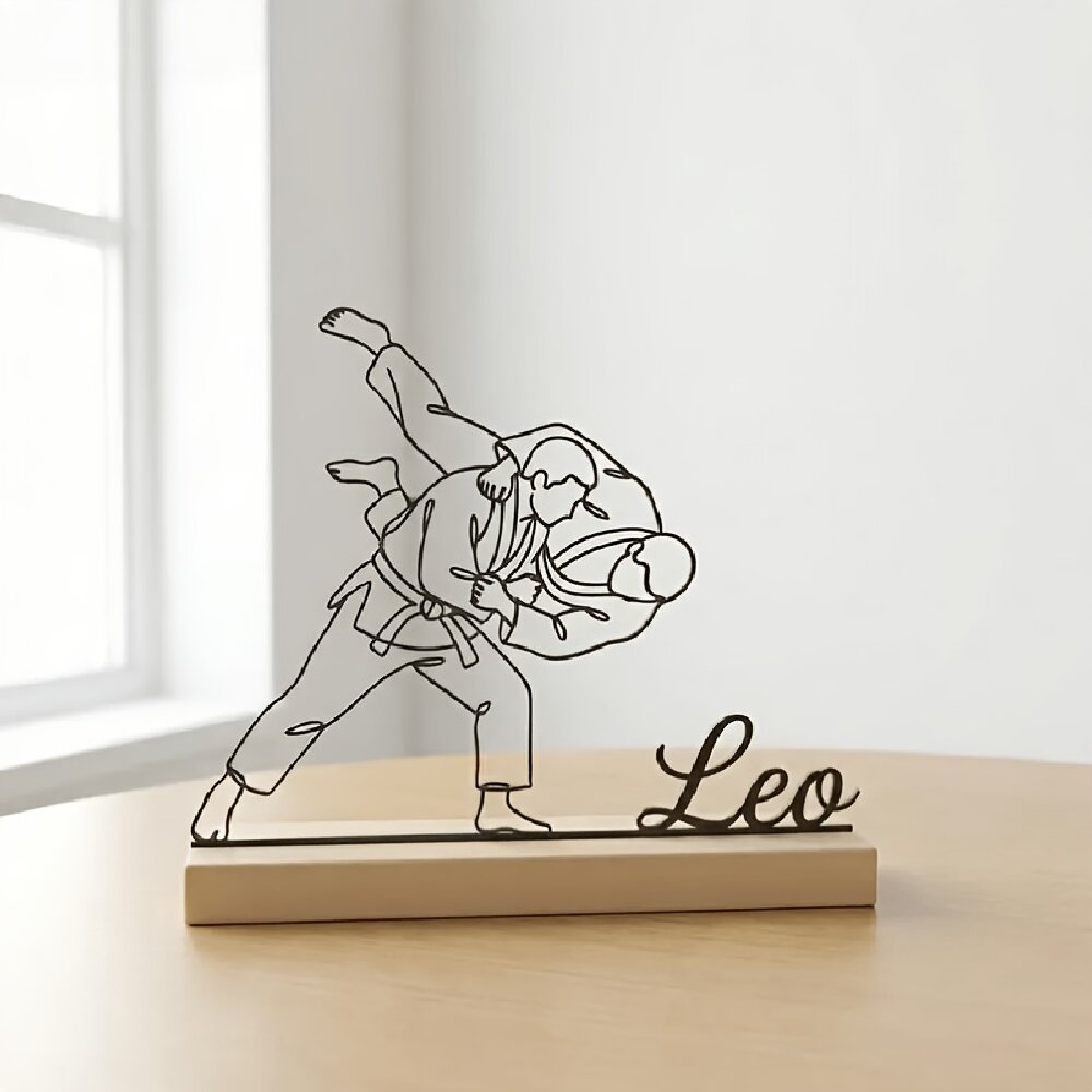 Woodworking Laser - Maßgefertigte Gravierte Judo Kampfkunst-Statue mit Holzsockel