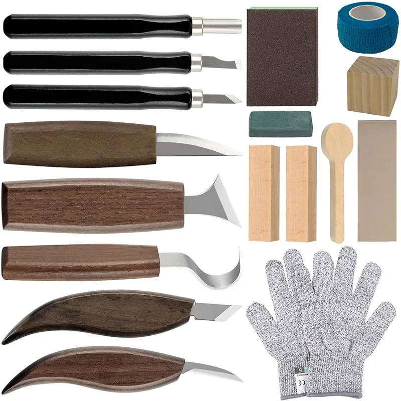 Woodworking Kits For Adults - Holzschnitzset, 17-teilig, Holzschnitzwerkzeuge für Anfänger und