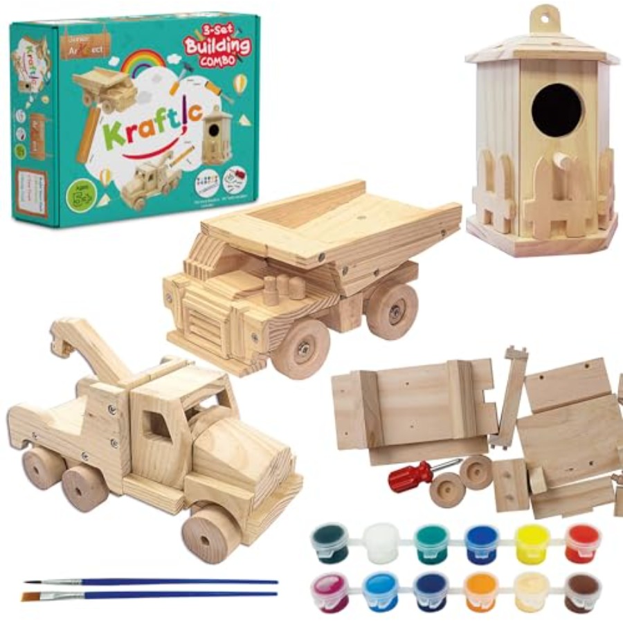 Woodworking Kits For Adults - Holzbau-Bausatz für Erwachsene, mit 3 lehrreichen