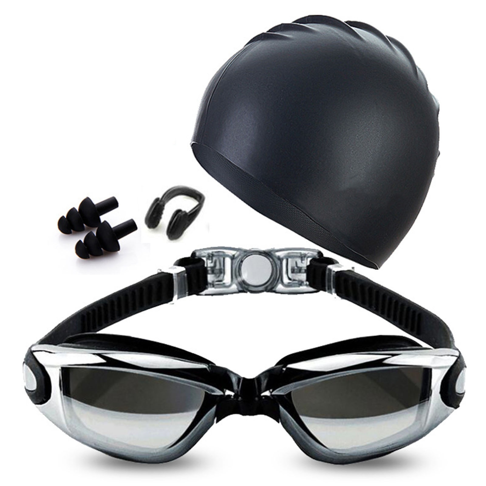 Woodworking Kits For Adults - Erwachsenen-Schwimmset: Antibeschlag-Schwimmbrille mit Galvanisierung, Badekappe, wasserdichter