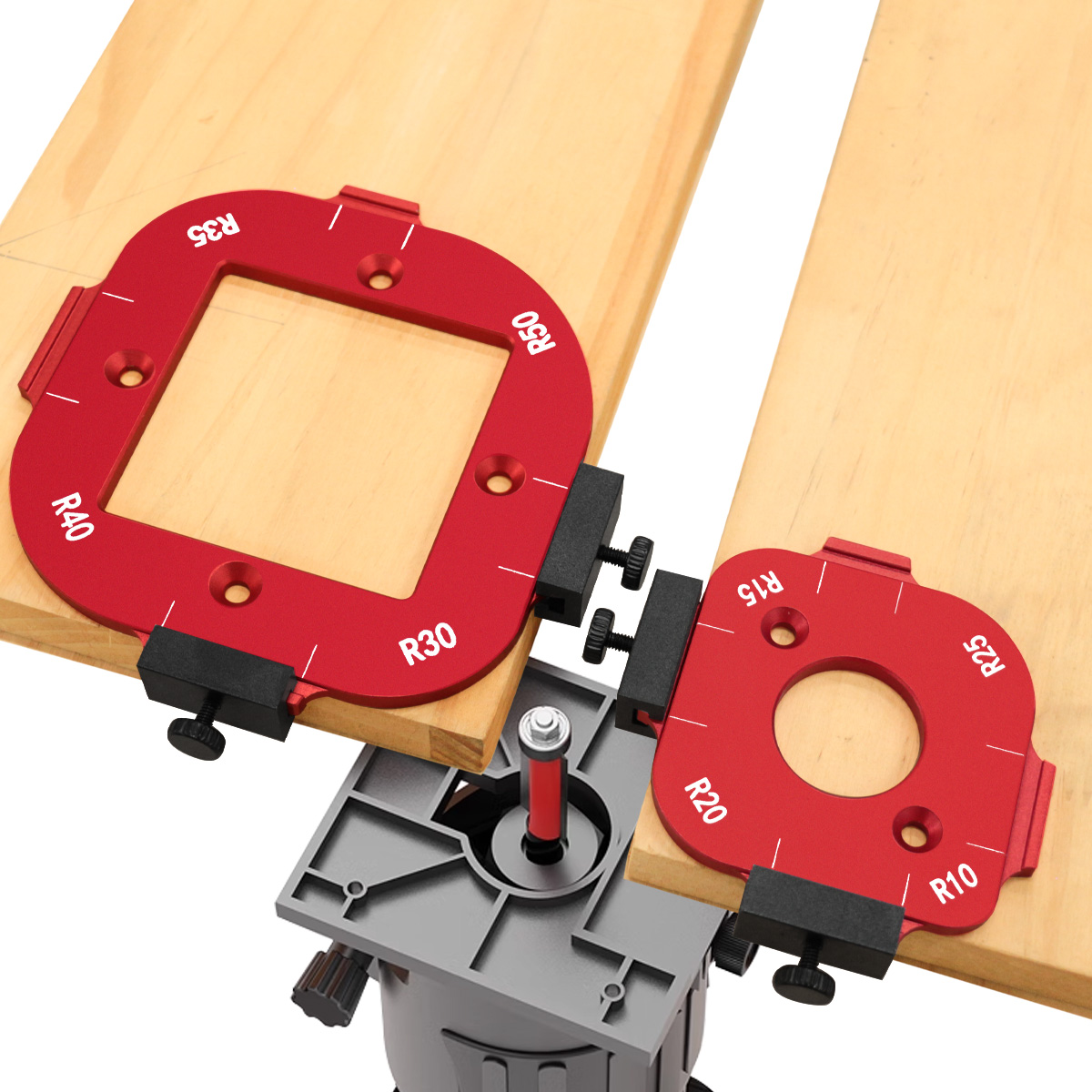 Woodworking Project Plans - 4-in-1-Frässchablonen-Set für Eckradius, Holzbearbeitungs-Eckenrundungsvorrichtung, Bogenwinkel-Positionierungsschablone für