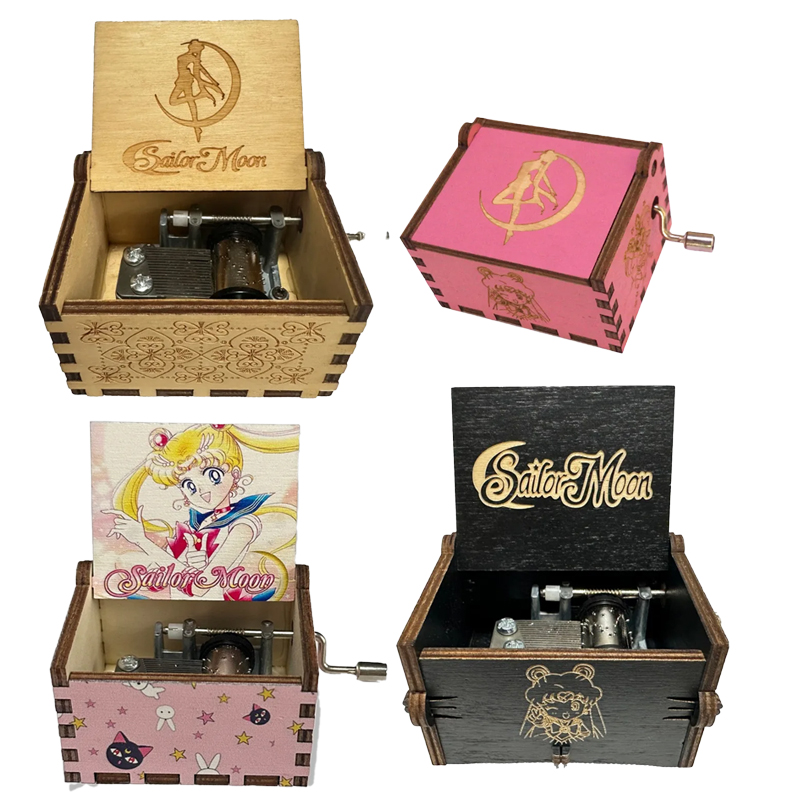 Woodworking Ideas - Sailor Moon Themen-Musikbox Ornamente Party Holz-Handkurbel-Spieluhr