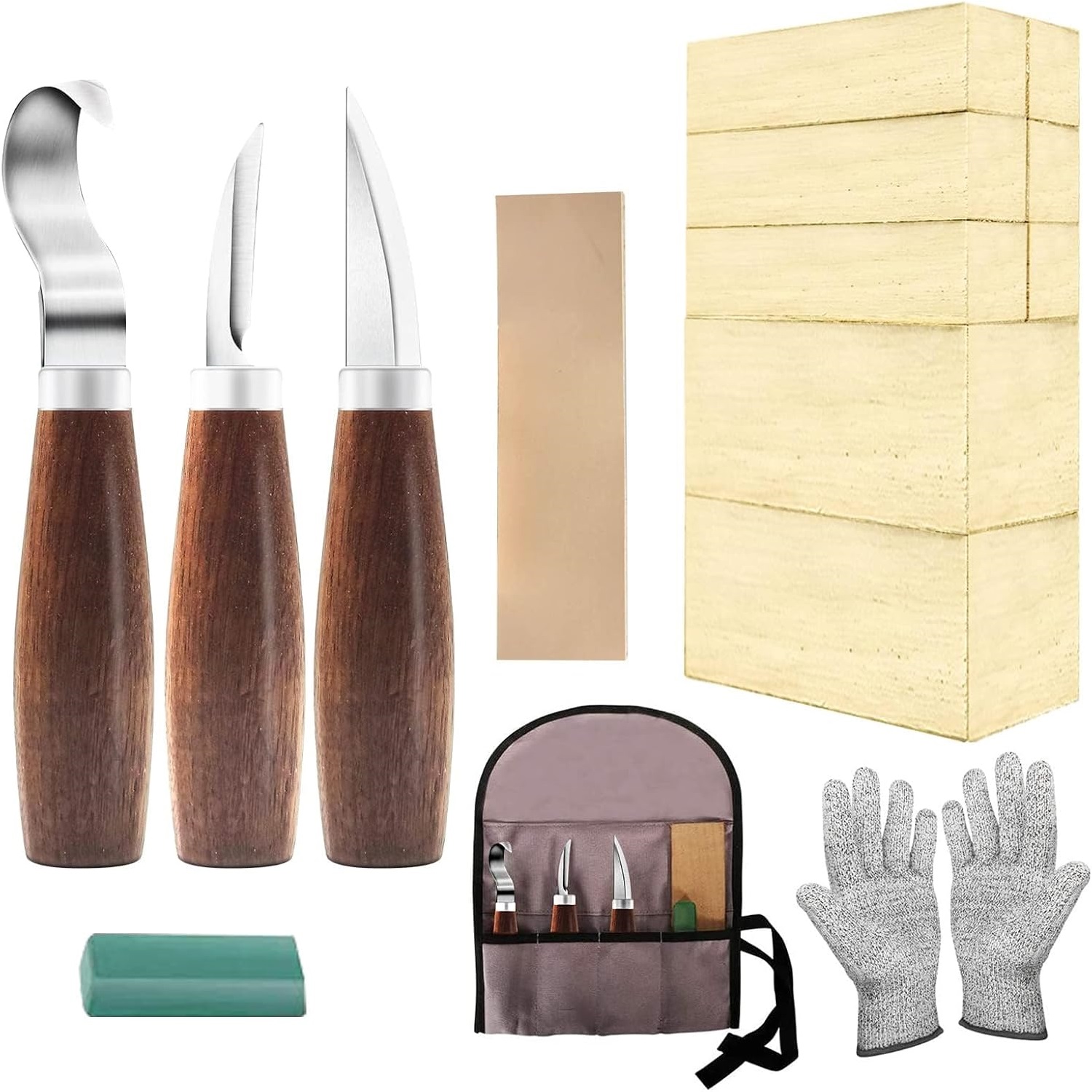 Woodworking Kits For Adults - Holzschnitz-Anfänger-Set mit Lindenholz-Blöcken-Sets für Anfänger für