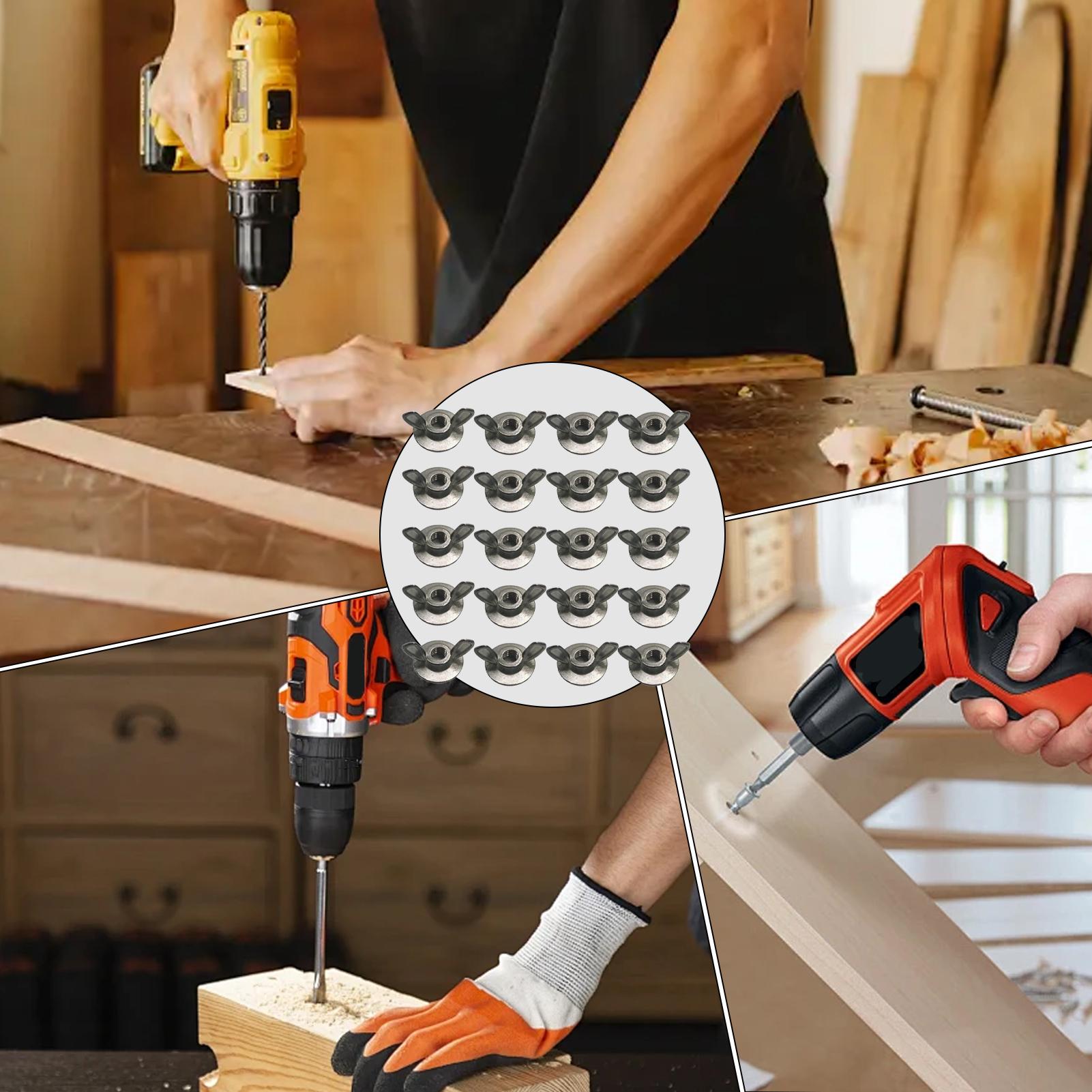 Woodworking Kits For Adults - Flügelmutter-Set, 1/4 Zoll, Stahl, ergonomische Hardware-Schrauben,